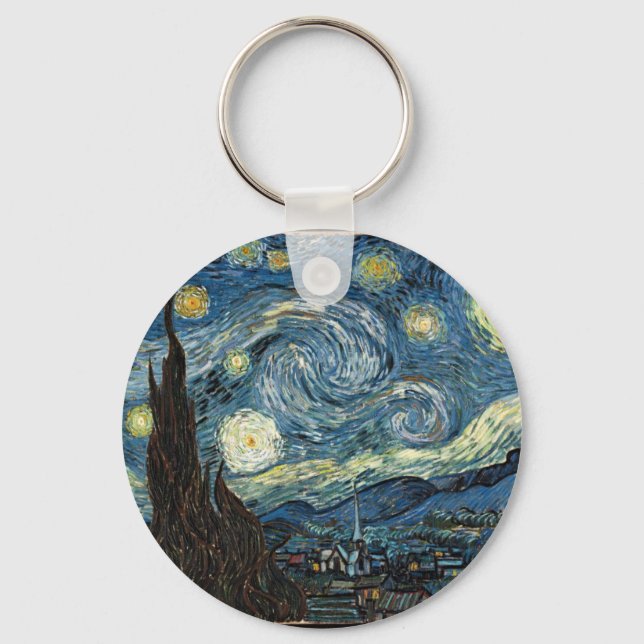 Starry Night by Vincent Van Gogh Key Ring (Front)