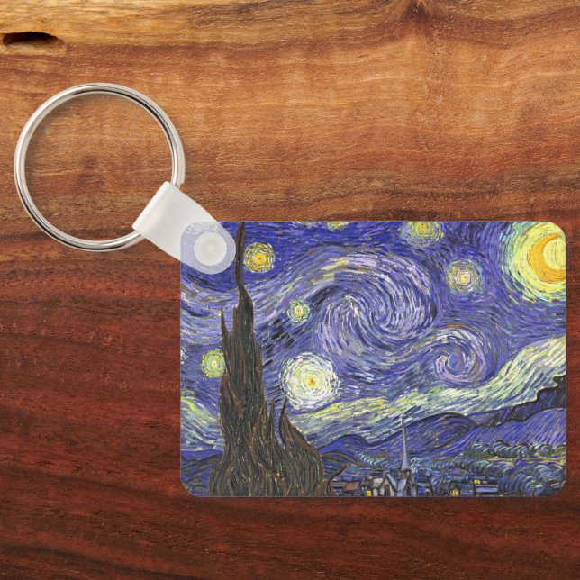 Starry Night by Vincent van Gogh Key Ring (Back)
