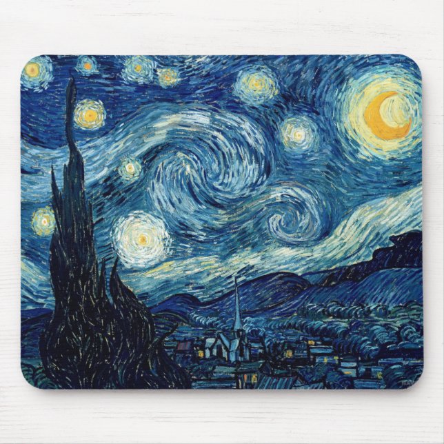 Starry Night By Vincent Van Gogh Mouse Mat (Front)