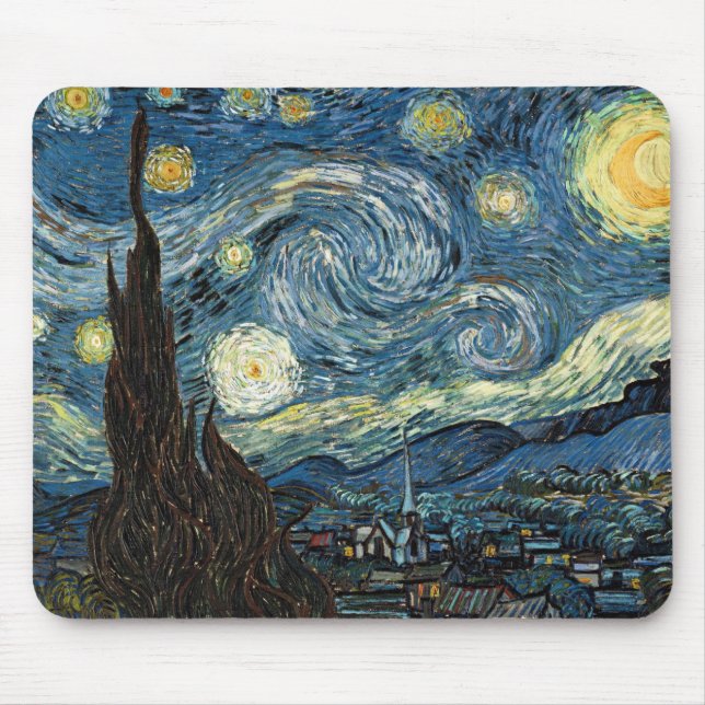 Starry Night by Vincent van Gogh Mouse Mat (Front)