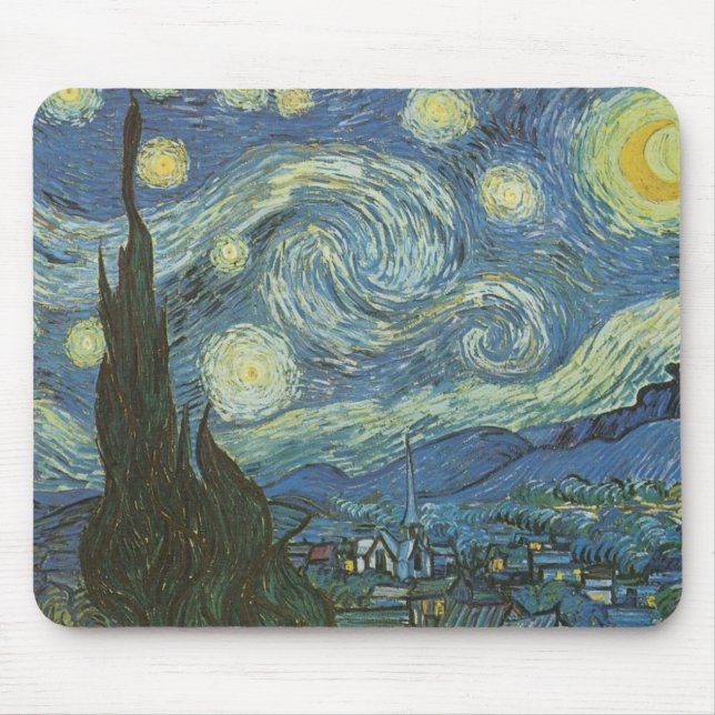 Starry Night by Vincent Van Gogh Mouse Mat (Front)