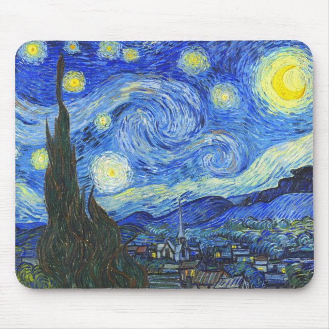 Starry Night by Vincent van Gogh Mouse Mat (Front)