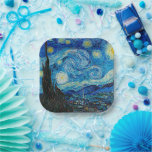 Starry Night by Vincent van Gogh Paper Plate<br><div class="desc">Starry Night,  famous painting by Vincent van Gogh</div>