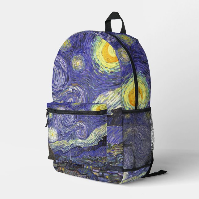 Starry Night by Vincent van Gogh Printed Backpack (Back Corner Right)