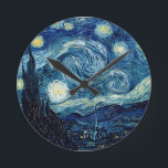 Starry Night By Vincent Van Gogh Round Clock<br><div class="desc">Starry Night By Vincent Van Gogh</div>