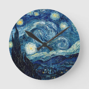 Starry Night By Vincent Van Gogh Round Clock