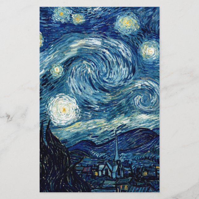 Starry Night By Vincent Van Gogh Stationery (Front)