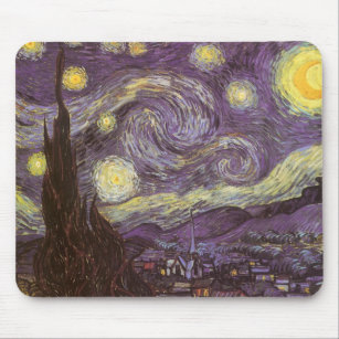 Starry Night by Vincent van Gogh, Vintage Fine Art Mouse Mat