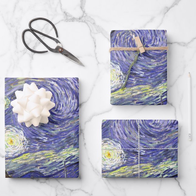 Starry Night by Vincent van Gogh Wrapping Paper Sheet (Front)