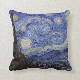 Starry night by Vincent Willem van Gogh painting Cushion