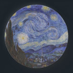 Starry night by Vincent Willem van Gogh painting Paper Plate<br><div class="desc">Vincent Willem van Gogh (Dutch: 30 March 1853 – 29 July 1890) was a Post-Impressionist painter. He was a Dutch artist whose work had a far-reaching influence on 20th-century art. His output includes portraits, self portraits, landscapes and still lifes of cypresses, wheat fields and sunflowers. He drew as a child...</div>