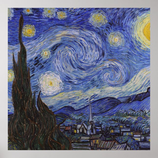 Starry night by Vincent Willem van Gogh painting Poster (Front)
