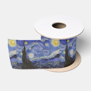 Starry night by Vincent Willem van Gogh painting Satin Ribbon