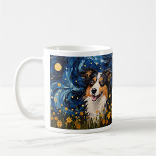 Starry Night Canine Dreamscape - Van Gogh Inspired Coffee Mug