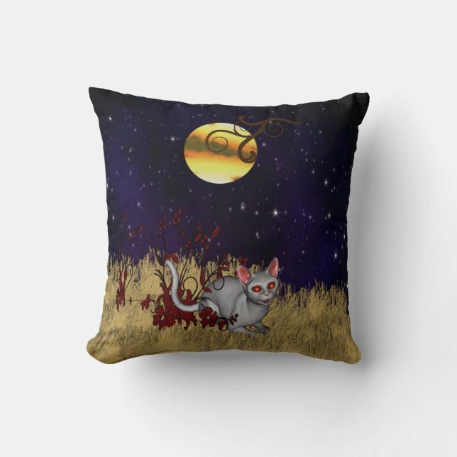 Starry Night Cat American Mojo Throw Pillow (Front)