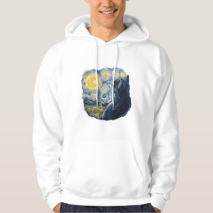 Starry Night Cat Artistic Van Gogh Style Art Hoodie