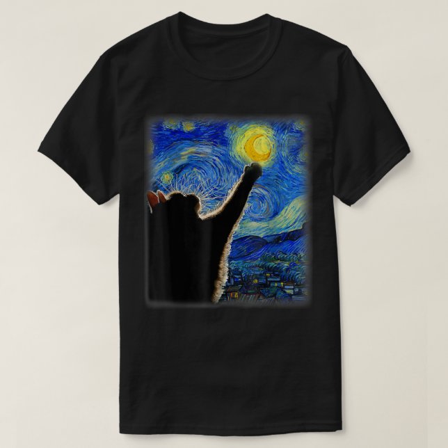 Starry Night Cat, Cat Mum, Cat Dad, Cat Lover, Van T-Shirt (Design Front)