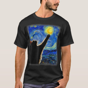 Starry Night Cat, Cat Mum, Cat Dad, Cat Lover, Van T-Shirt
