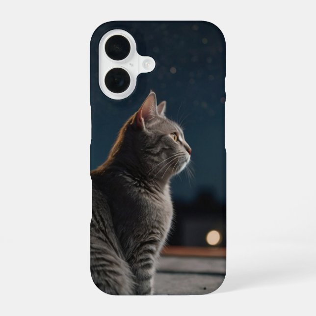 Starry Night Cat iPhone 16 Case (Back)