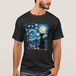 Starry Night Cat Lovers Artistic Aesthetic present T-Shirt