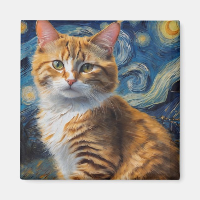 Starry Night Cat Magnet (Front)