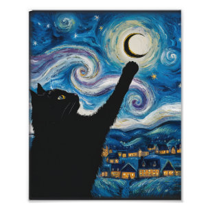 Starry Night Cat Photo Print