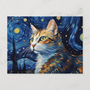 Starry Night Cat Postcard