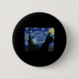 Starry Night Cat Shirt Van Gogh Cat Lover Cat Mum  6 Cm Round Badge