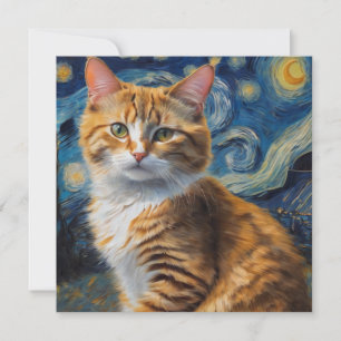 Starry Night Cat Square Postcard