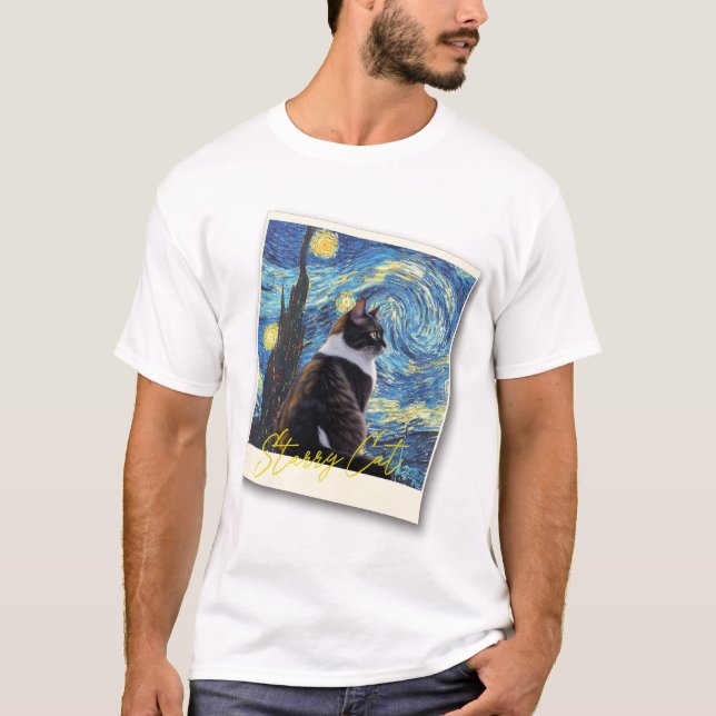 Starry night cat T-Shirt (Front)