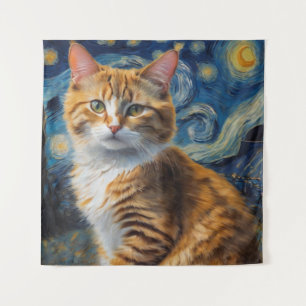 Starry Night Cat Tapestry