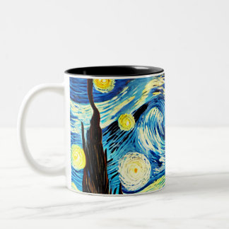 Starry Night Cat - Two-Tone Mug