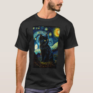 Starry Night Cat Van Gogh Cat Cat Lover Cat Mum Ca T-Shirt