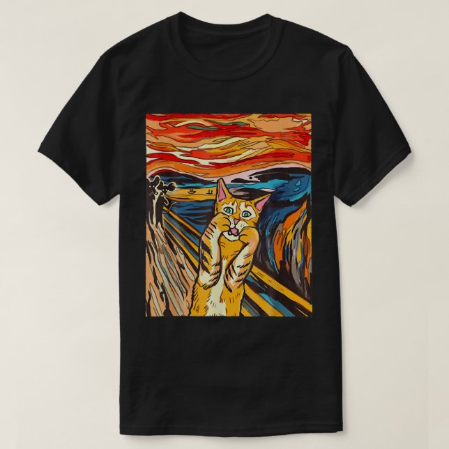 Starry Night Cat Van Gogh Cat Cat Lover Cat Mum Da T-Shirt (Design Front)