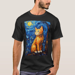 Starry Night Cat, Van Gogh Cat, Cat Lover, Cat Mum T-Shirt