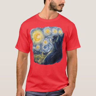 Starry Night Cat, Van Gogh Cat, Cat Lover, Cat Mum T-Shirt
