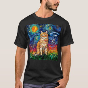 Starry Night Cat, Van Gogh Cat, Cat Lover, Cat Mum T-Shirt