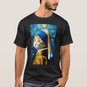 Starry Night Cat, Van Gogh Cat, Cat Lover, cat wit T-Shirt