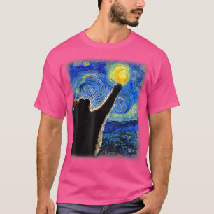 Starry Night Cat, Van Gogh Cat, Crescent Moon, Cat T-Shirt