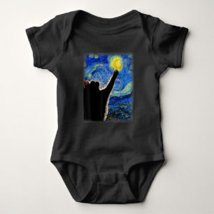 Starry Night Cat, Van Gogh Cat Lover Cat Dad Mum T Baby Bodysuit
