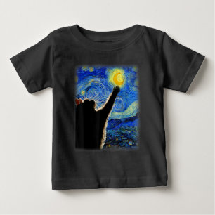 Starry Night Cat, Van Gogh Cat Lover Cat Dad Mum T Baby T-Shirt