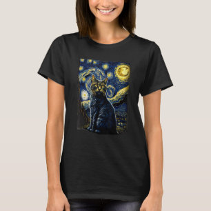Starry Night Cat Van Gogh Cat Lover Gifts Cat Mum, T-Shirt