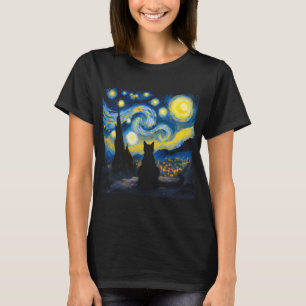 Starry Night Cat – Van Gogh Inspired Art Tee