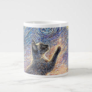 Starry Night Cat – Van Gogh Style Art Large Coffee Mug