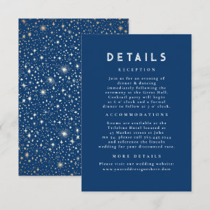 Starry Night Celestial Blue Gold Wedding Details Enclosure Card