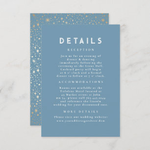 Starry Night Celestial Dusty Blue Wedding Details Enclosure Card