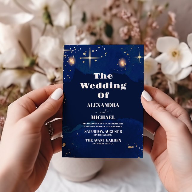 Starry Night Celestial Galaxy Wedding Invitation (Creator Uploaded)