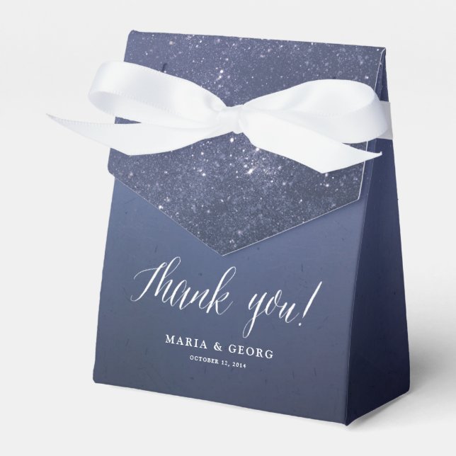 Starry Night Celestial Star Wedding Favour Boxes (Front Side)