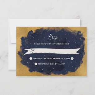 Starry Night Celestial Star Wedding RSVP Card