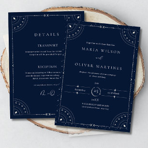 Starry Night Celestial Wedding Navy Blue Elegant I Invitation